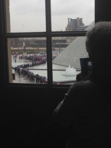 Louvre in the rain with Grandma